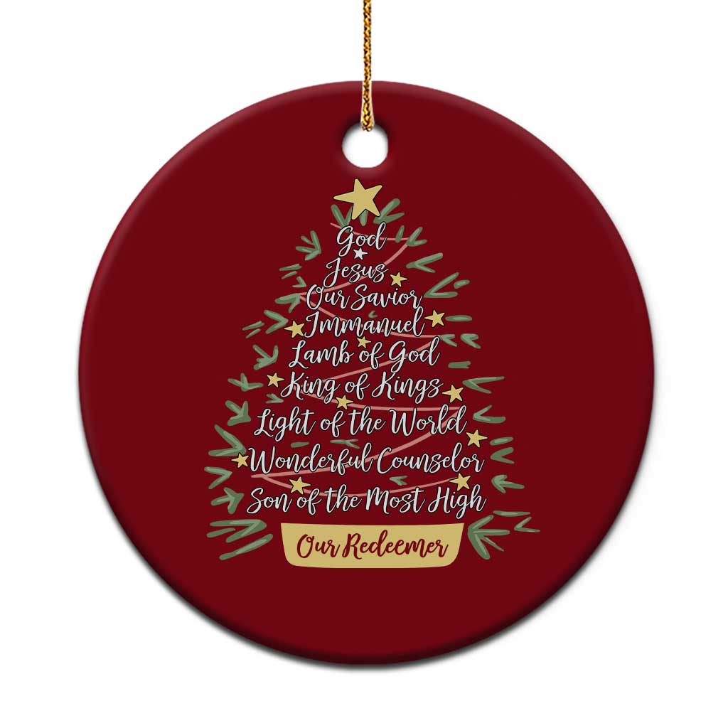 Christmas Christian Ceramic Ornament Jesus Names Tree Religious Faith TS10 1pc Red Print Your Wear