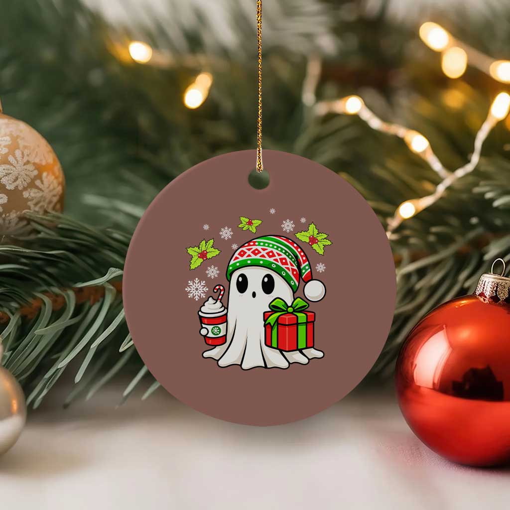 Ghost Santa Christmas Ceramic Ornament Holiday Xmas Halloween TS10 1pc Mocha Print Your Wear