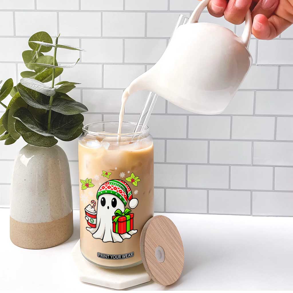 Ghost Santa Christmas Glass Can Holiday Xmas Halloween TS10 Print Your Wear