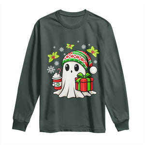Ghost Santa Christmas Long Sleeve Shirt Holiday Xmas Halloween TS10 Dark Forest Green Print Your Wear