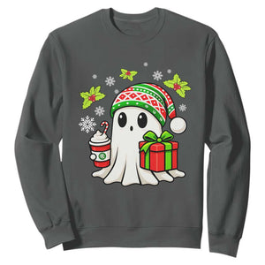 Ghost Santa Christmas Sweatshirt Holiday Xmas Halloween TS10 Dark Heather Print Your Wear