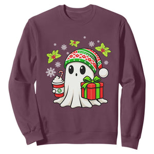 Ghost Santa Christmas Sweatshirt Holiday Xmas Halloween TS10 Maroon Print Your Wear