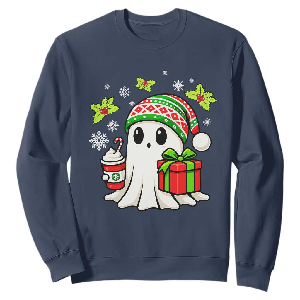 Ghost Santa Christmas Sweatshirt Holiday Xmas Halloween TS10 Navy Print Your Wear