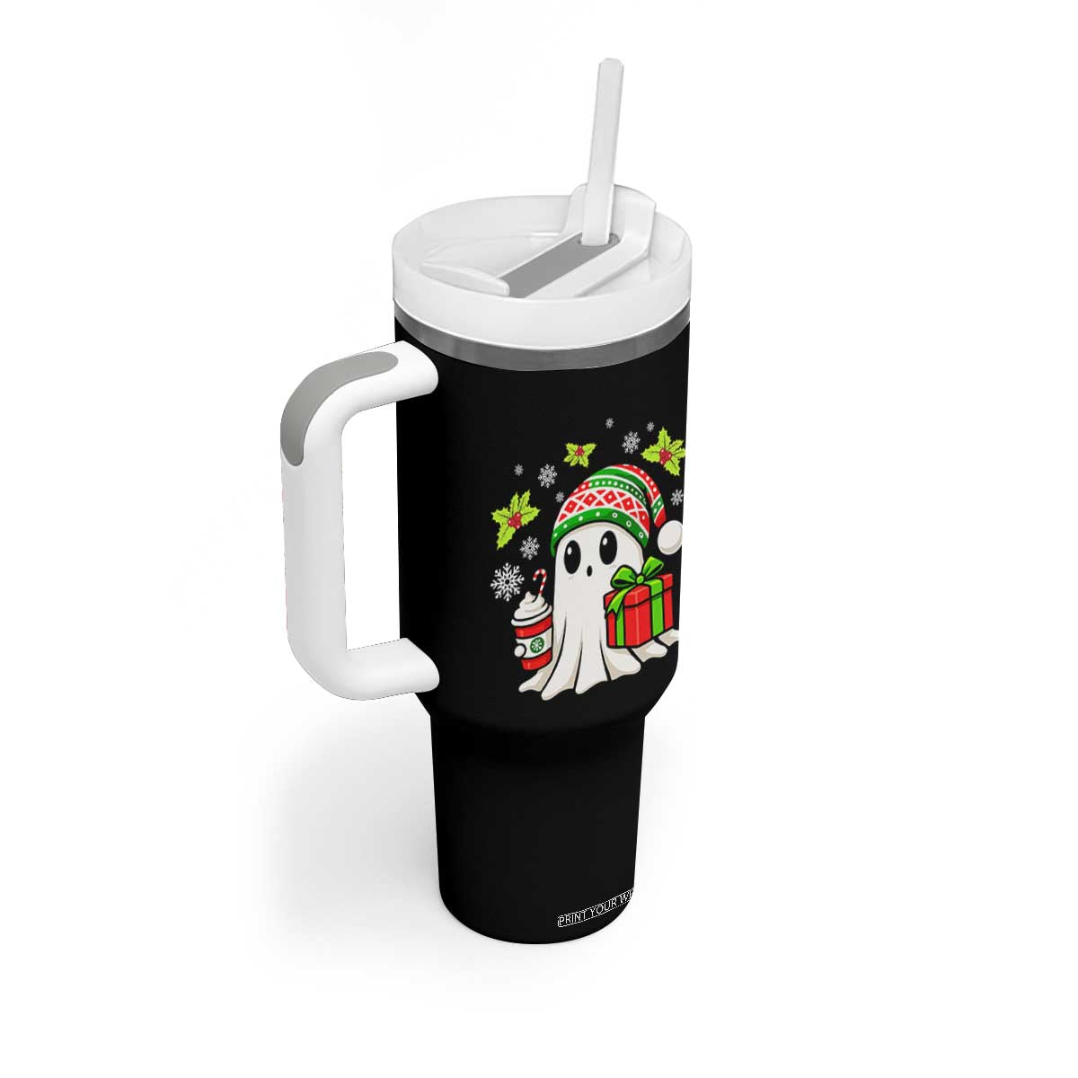 Ghost Santa Christmas Tumbler With Handle Holiday Xmas Halloween TS10 Print Your Wear