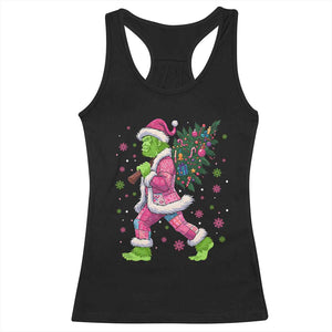 Bigfoot Christmas Tree Racerback Tank Top Pink Xmas Funny Green Sasquatch TS10 Black Print Your Wear
