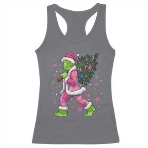 Bigfoot Christmas Tree Racerback Tank Top Pink Xmas Funny Green Sasquatch TS10 Charcoal Print Your Wear