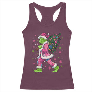 Bigfoot Christmas Tree Racerback Tank Top Pink Xmas Funny Green Sasquatch TS10 Maroon Print Your Wear
