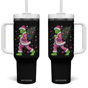 Bigfoot Christmas Tree Tumbler With Handle Pink Xmas Funny Green Sasquatch TS10 One Size: 40 oz Black Print Your Wear