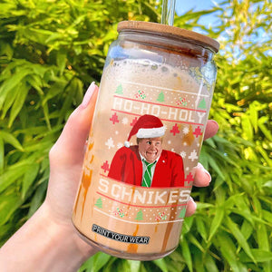 Funny Ugly Christmas Glass Can Chris Holy Schnikes Farley TS10 Black Print Your Wear