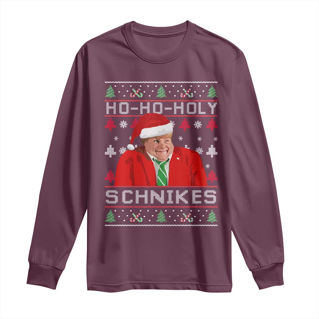 Funny Ugly Christmas Long Sleeve Shirt Chris Holy Schnikes Farley TS10 Maroon Print Your Wear