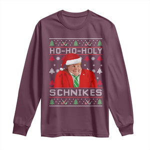 Funny Ugly Christmas Long Sleeve Shirt Chris Holy Schnikes Farley TS10 Maroon Print Your Wear