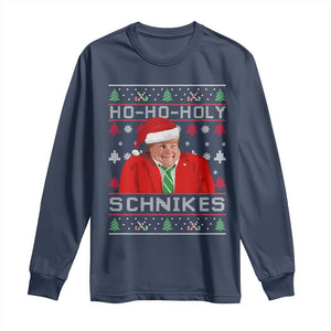 Funny Ugly Christmas Long Sleeve Shirt Chris Holy Schnikes Farley TS10 Navy Print Your Wear