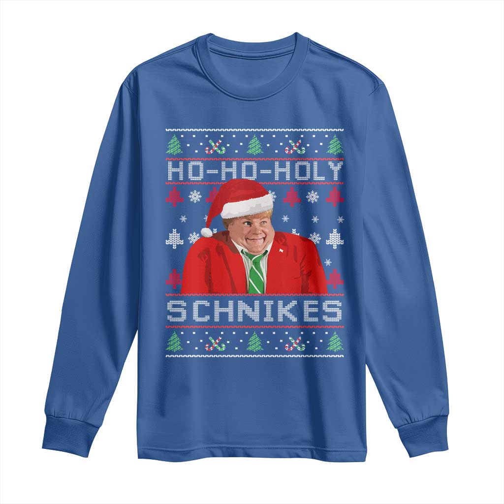 Funny Ugly Christmas Long Sleeve Shirt Chris Holy Schnikes Farley TS10 Royal Blue Print Your Wear