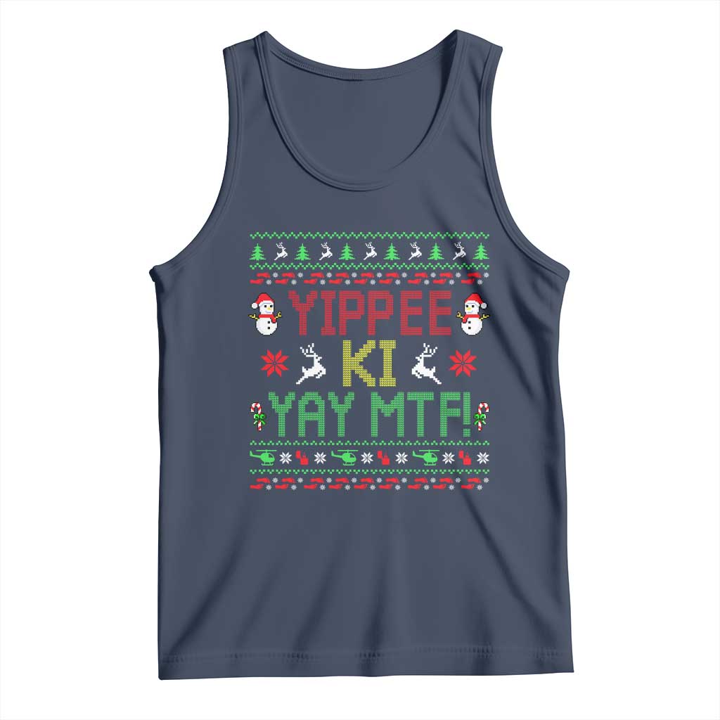 Yippee Ki Yay Tank Top 80's Movie Xmas Gift Ugly Christmas TS10 Navy Print Your Wear
