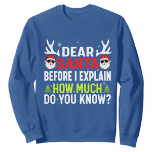 Funny Christmas Sweatshirt Dear Santa I Can Explain How Much Do You Know TS10 Royal Blue Print Your Wear