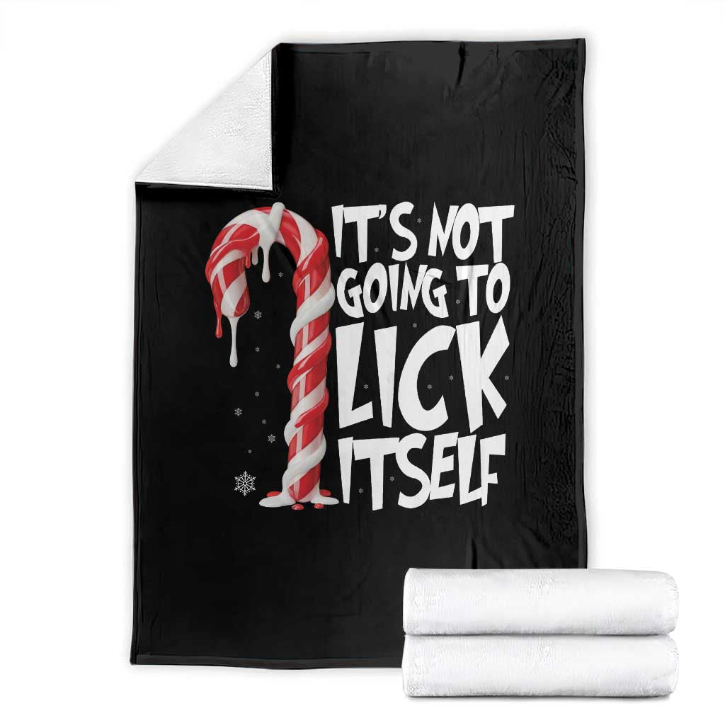 Funny Dirty Christmas Throw Blanket It's Not Going To Lick Itself Adult Humor Cringe Candy Cane TS10 Black Print Your Wear