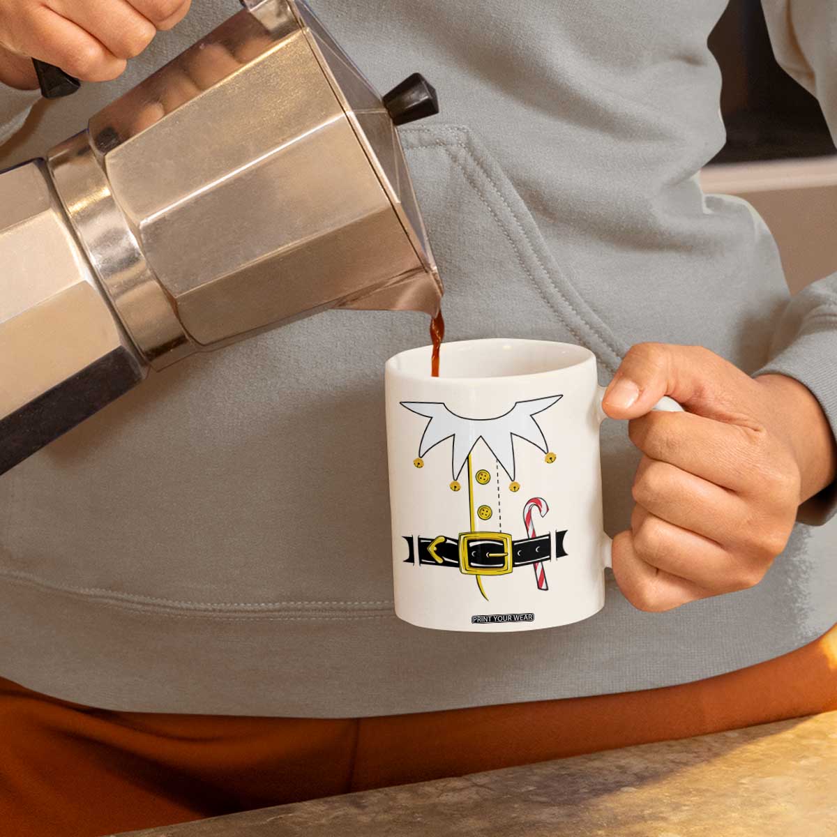 Christmas Elf Costume Coffee Mug Holiday Costume Funny Christmas Gift TS10 Print Your Wear