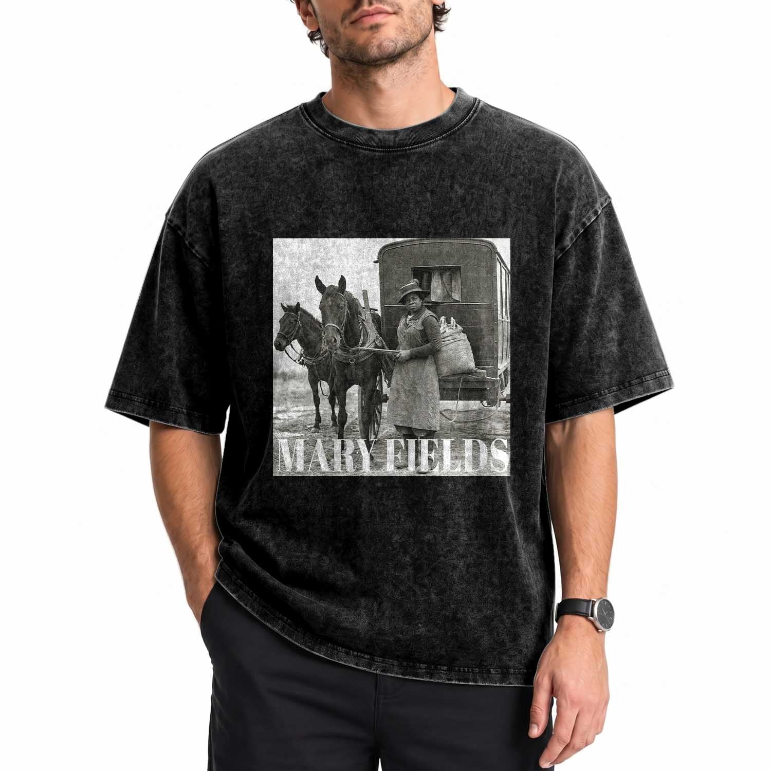 Mary Fields Black History Legend Washed Cotton T-Shirt Vintage Western Female Pioneer Wild West Postal Hero Heritage