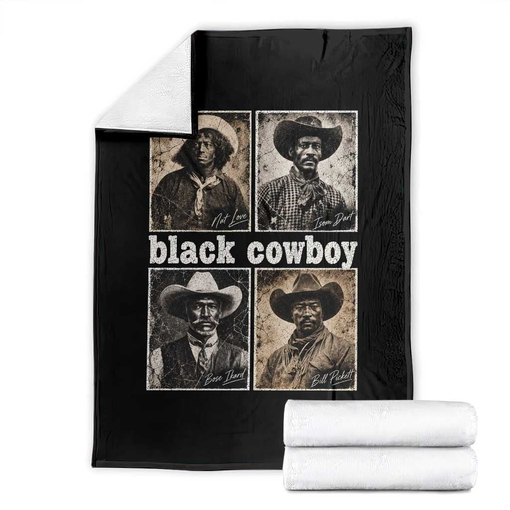 Vintage Black History Month Black Cowboy Legends Throw Blanket Old West Pioneer American Heritage Hero Aesthetic
