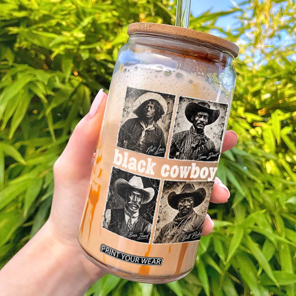 Vintage Black History Month Black Cowboy Legends Glass Can Old West Pioneer American Heritage Hero Aesthetic
