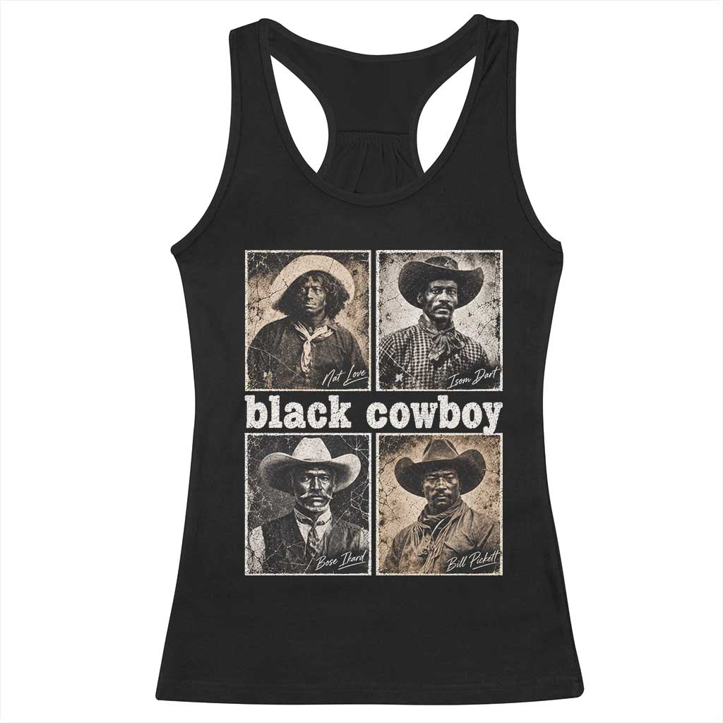 Vintage Black History Month Black Cowboy Legends Racerback Tank Top Old West Pioneer American Heritage Hero Aesthetic