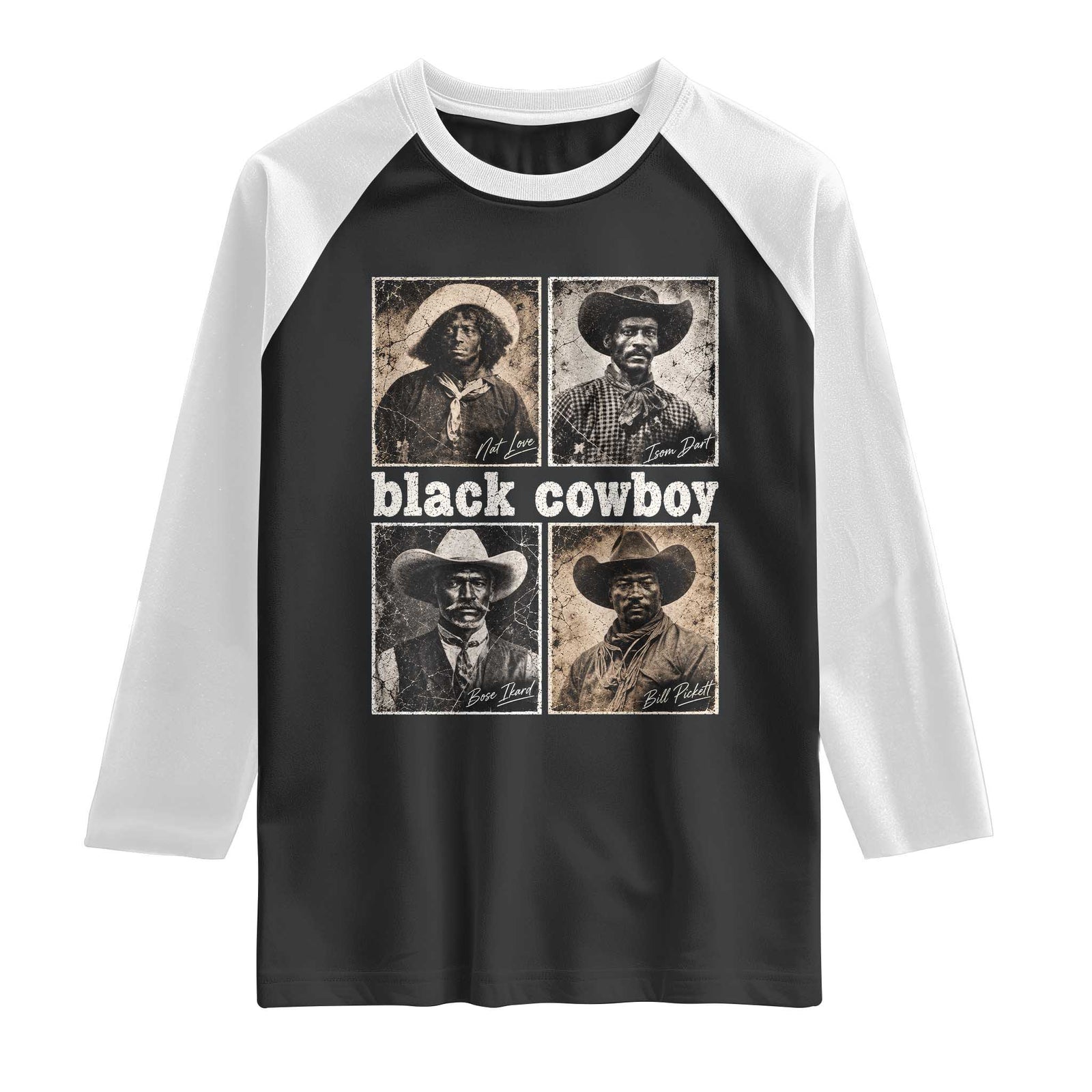 Vintage Black History Month Black Cowboy Legends Raglan Shirt Old West Pioneer American Heritage Hero Aesthetic