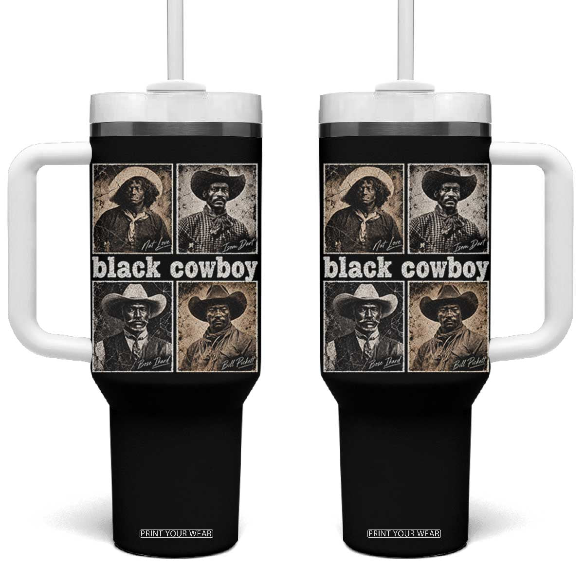 Vintage Black History Month Black Cowboy Legends Tumbler With Handle Old West Pioneer American Heritage Hero Aesthetic
