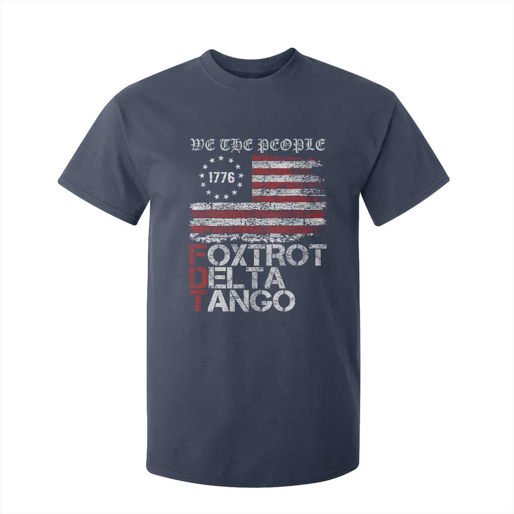 Foxtrots Delta Tangos T Shirt For Kid US Flag We The People TS10 Navy Print Your Wear