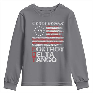 Foxtrots Delta Tangos Youth Sweatshirt US Flag We The People TS10 Charcoal Print Your Wear