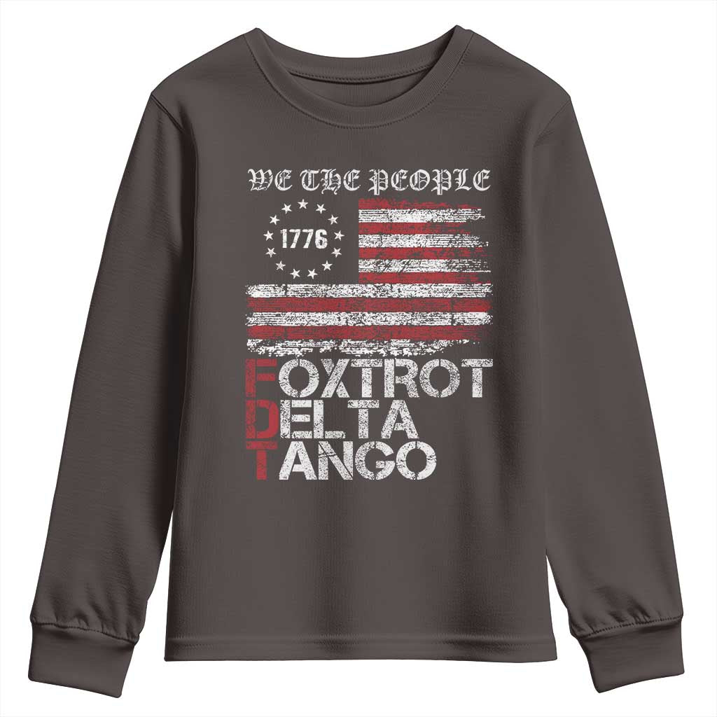 Foxtrots Delta Tangos Youth Sweatshirt US Flag We The People TS10 Dark Chocolate Print Your Wear