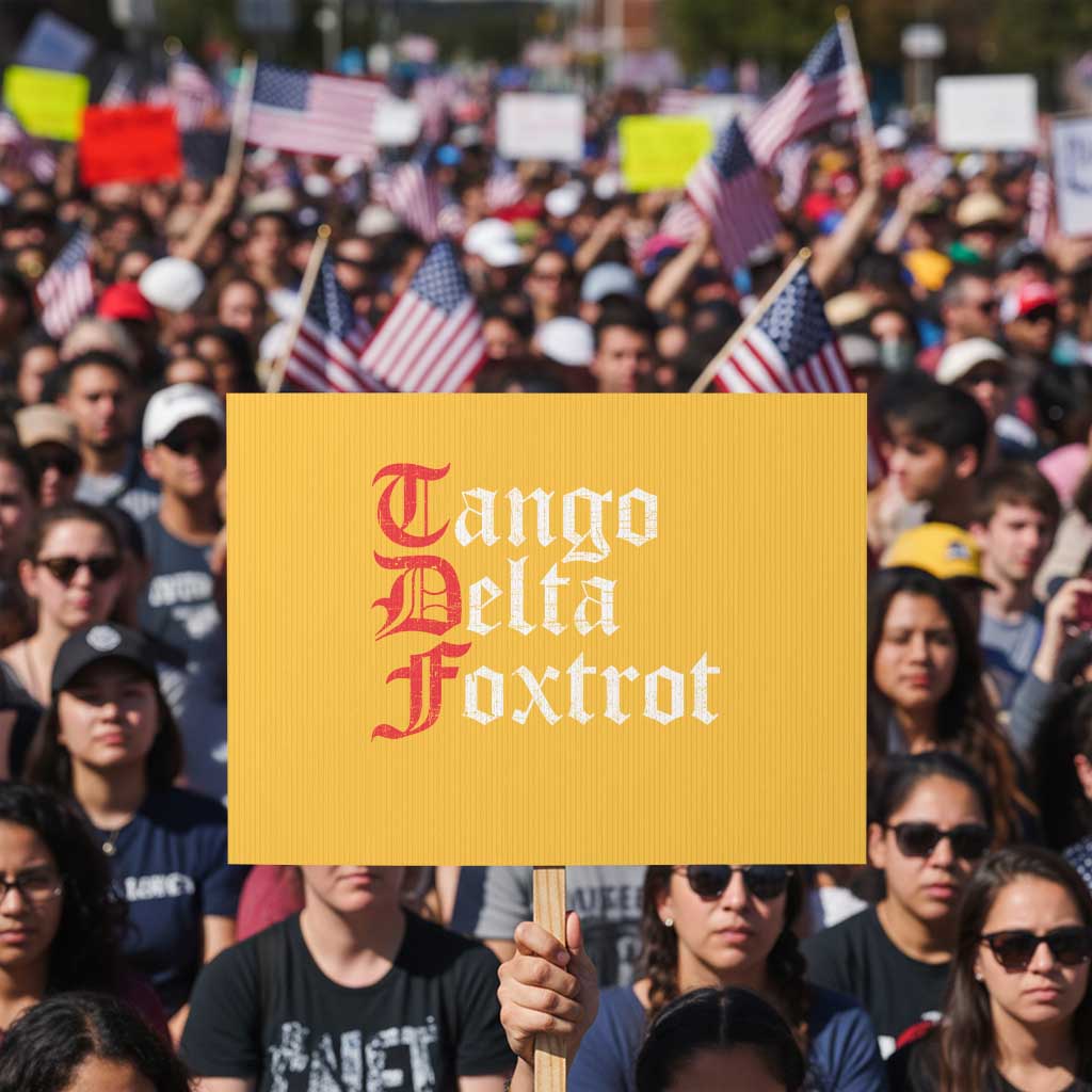 Funny Foxtrots Delta Tangos Protest Sign TS10 Horizontal 18
