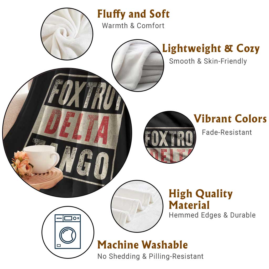 Subtle FDT Throw Blanket Foxtrots Delta Tangos TS10 Print Your Wear