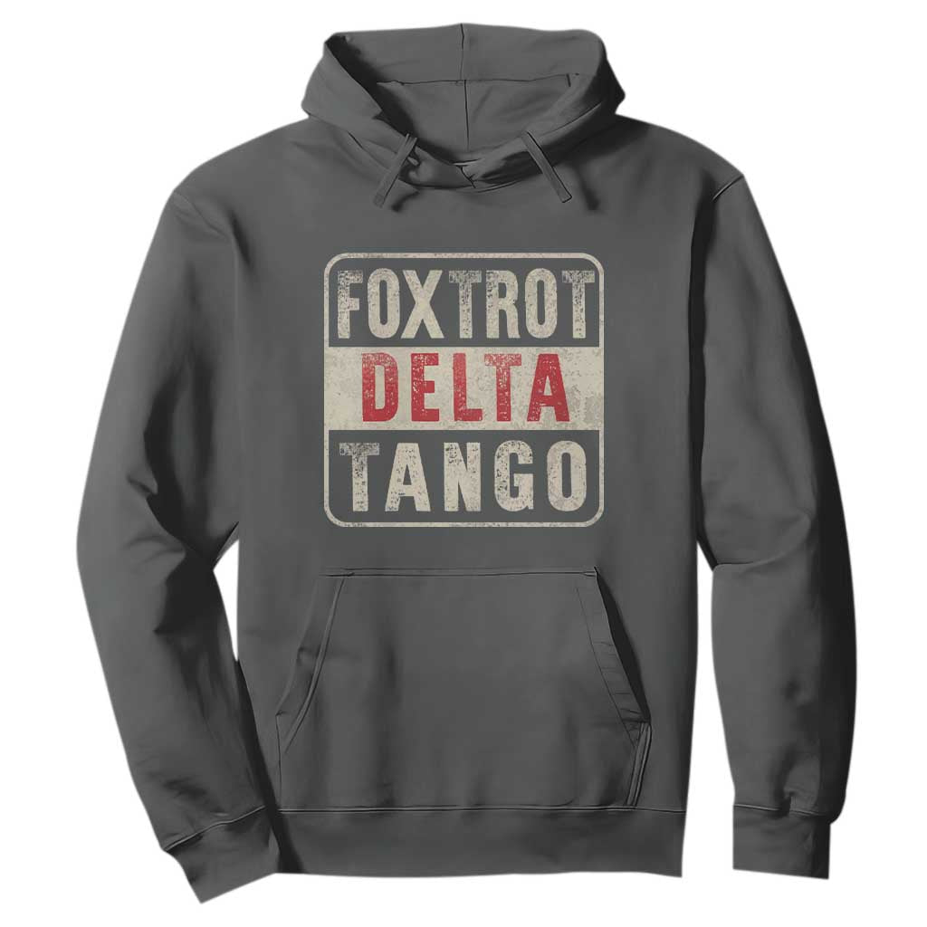 Subtle FDT Hoodie Foxtrots Delta Tangos TS10 Dark Heather Print Your Wear