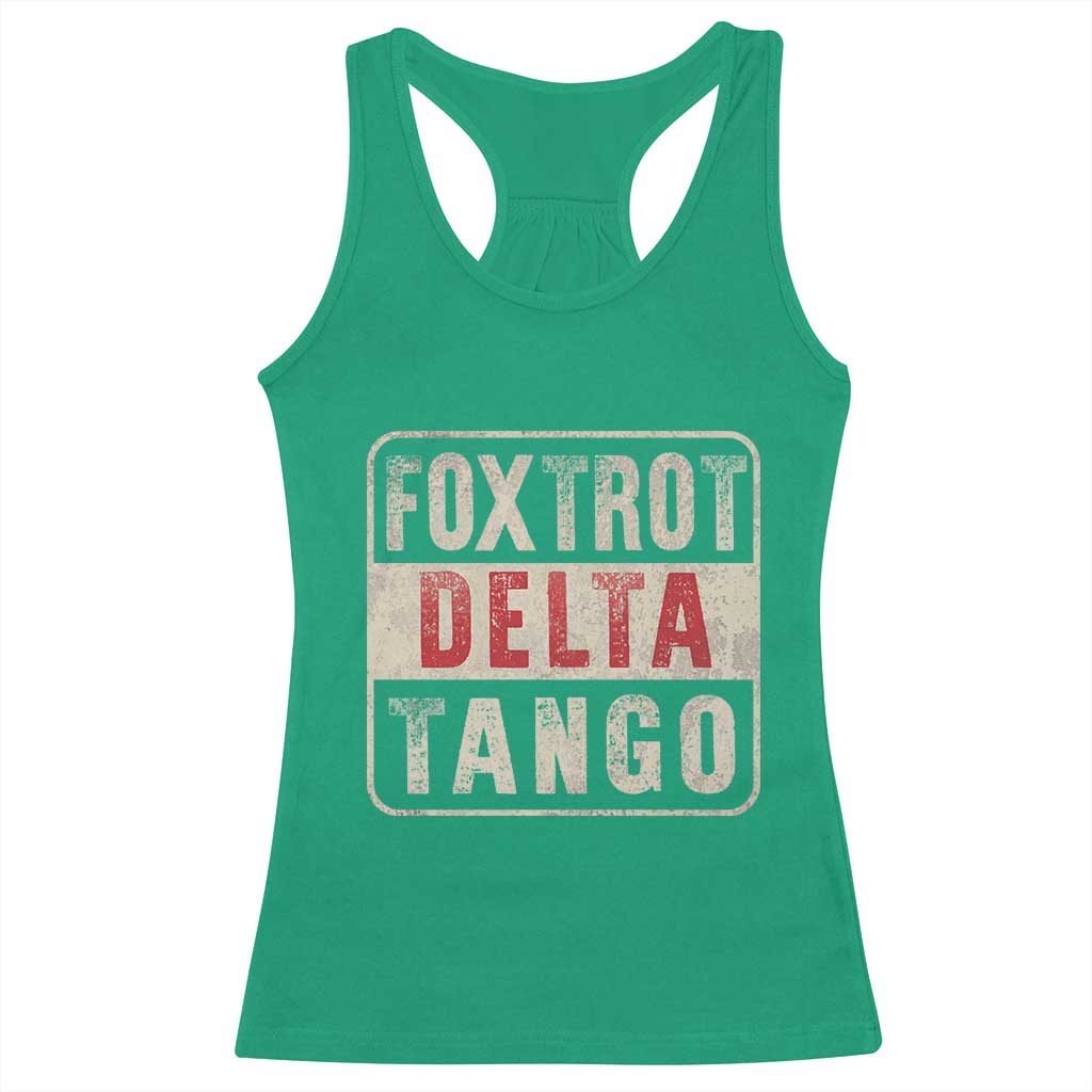 Subtle FDT Racerback Tank Top Foxtrots Delta Tangos TS10 Irish Green Print Your Wear