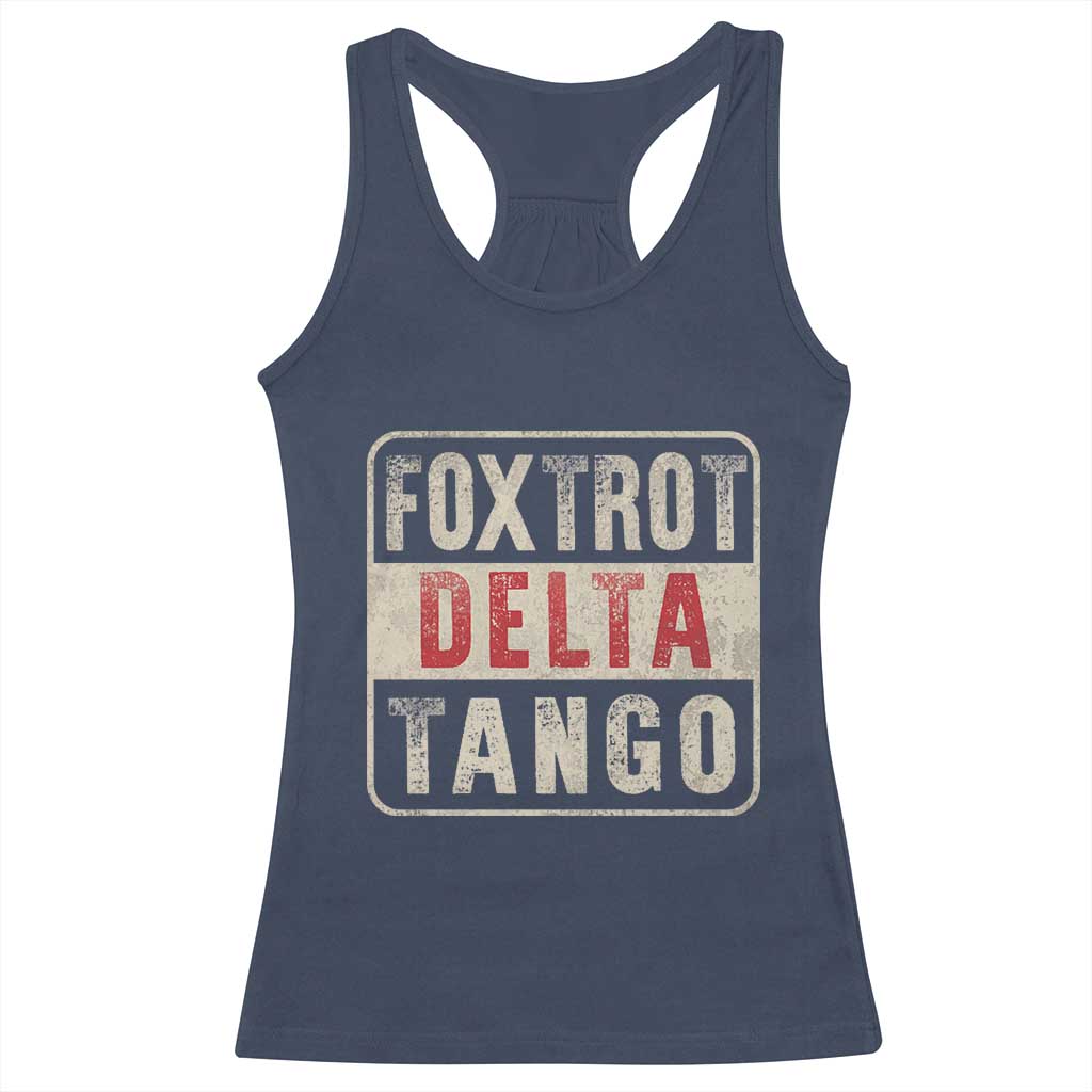 Subtle FDT Racerback Tank Top Foxtrots Delta Tangos TS10 Navy Print Your Wear
