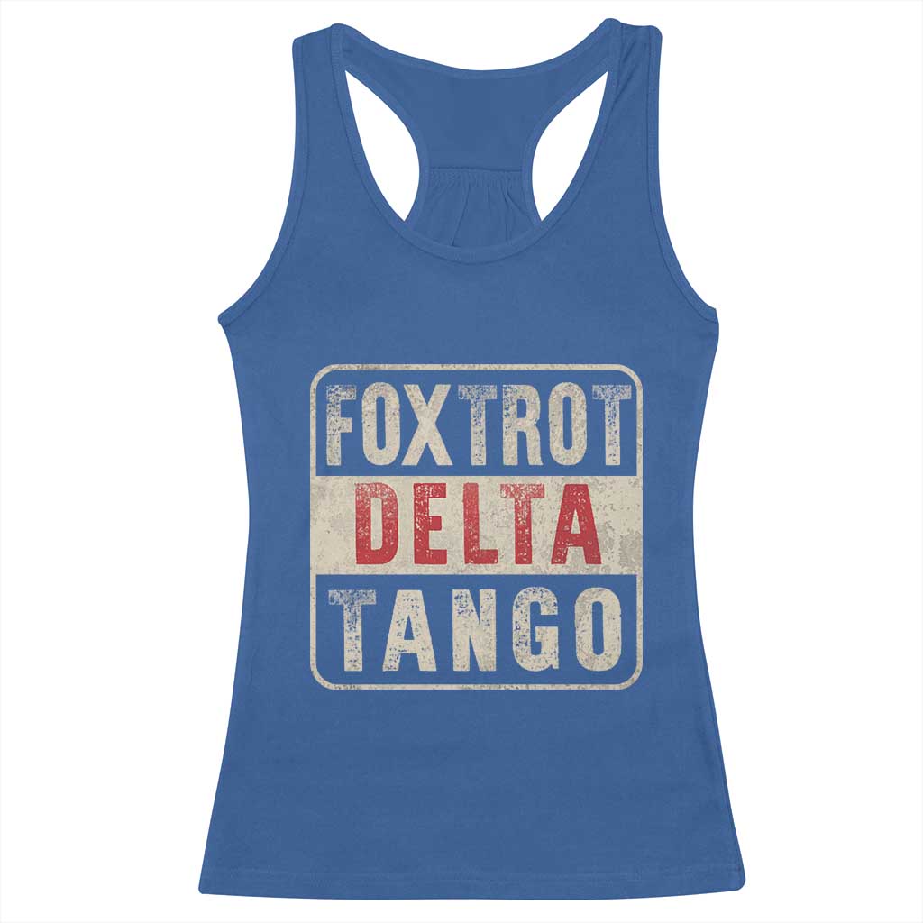 Subtle FDT Racerback Tank Top Foxtrots Delta Tangos TS10 Royal Blue Print Your Wear