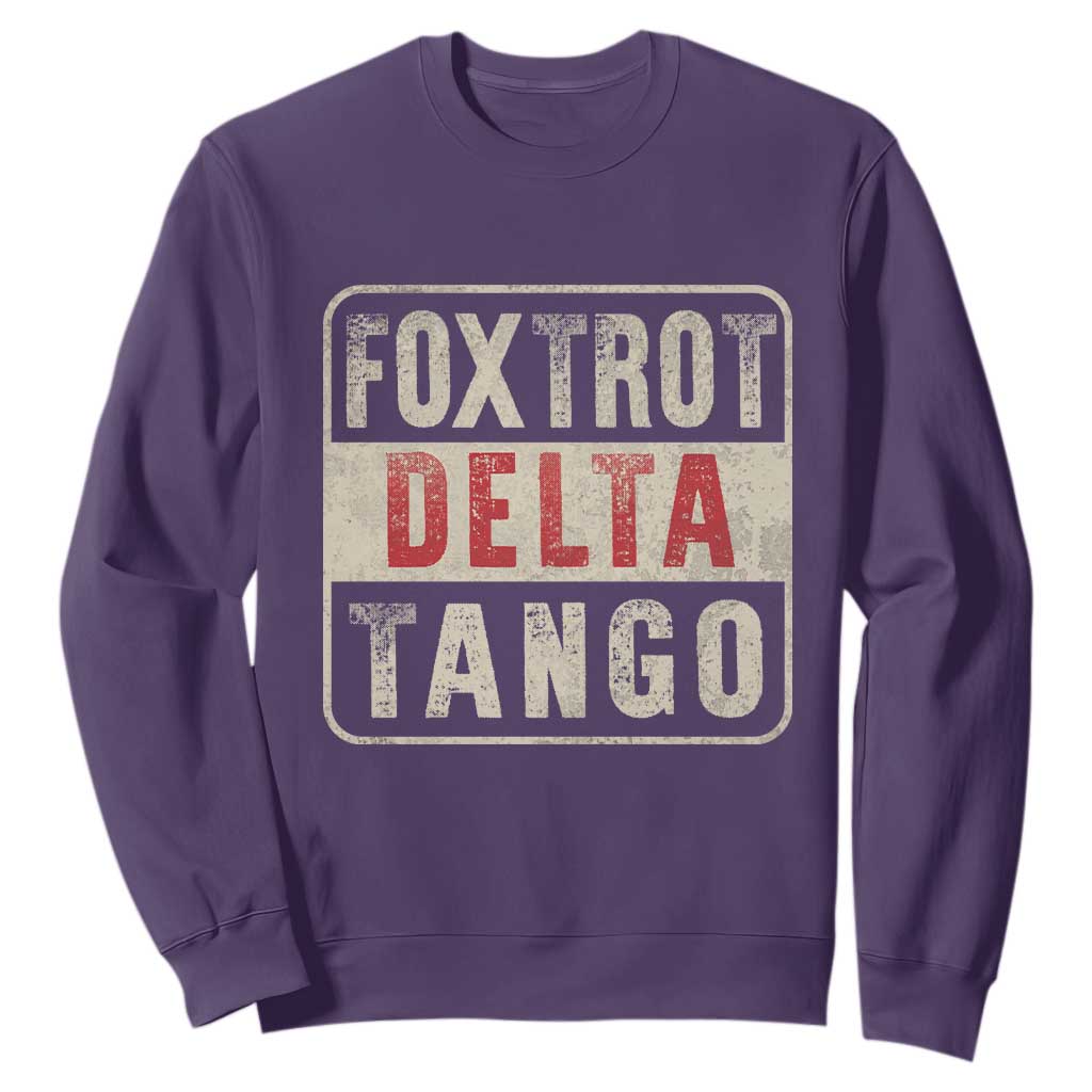 Subtle FDT Sweatshirt Foxtrots Delta Tangos TS10 Purple Print Your Wear
