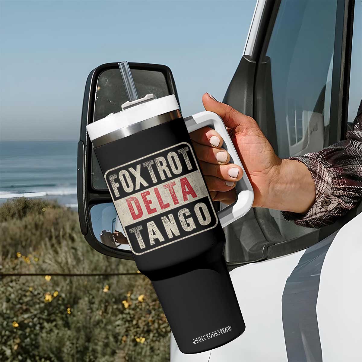 Subtle FDT Tumbler With Handle Foxtrots Delta Tangos TS10 Print Your Wear