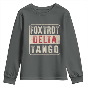 Subtle FDT Youth Sweatshirt Foxtrots Delta Tangos TS10 Dark Heather Print Your Wear