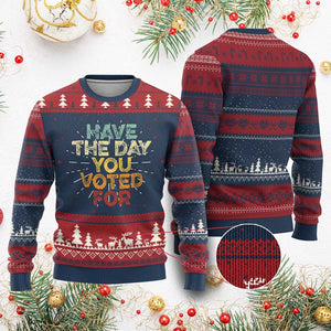 Vintage Have The Day You Voted For Knit Sweatshirt TS10 Burgundy Print Your Wear