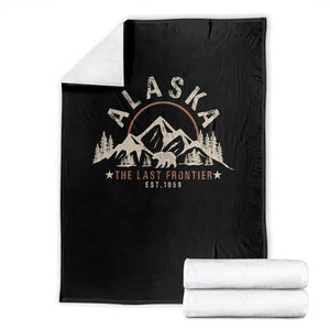Alaska Throw Blanket Vintage Bear The Last Frontier Souvenir TS10 Black Print Your Wear