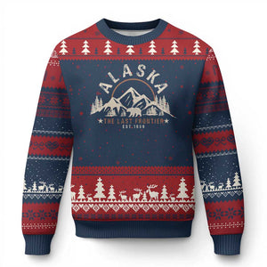Alaska Ugly Christmas Sweater Vintage Bear The Last Frontier Souvenir TS10 Navy Red Print Your Wear