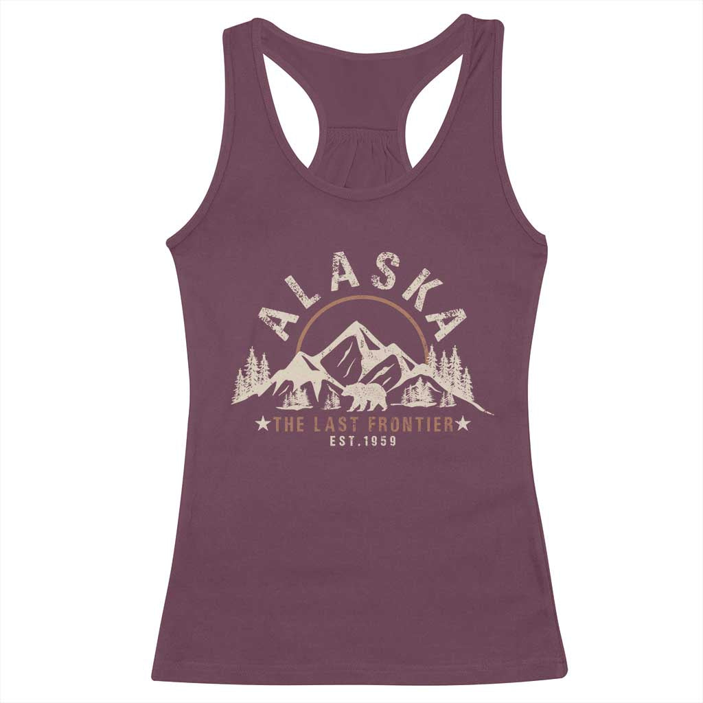 Alaska Racerback Tank Top Vintage Bear The Last Frontier Souvenir TS10 Maroon Print Your Wear