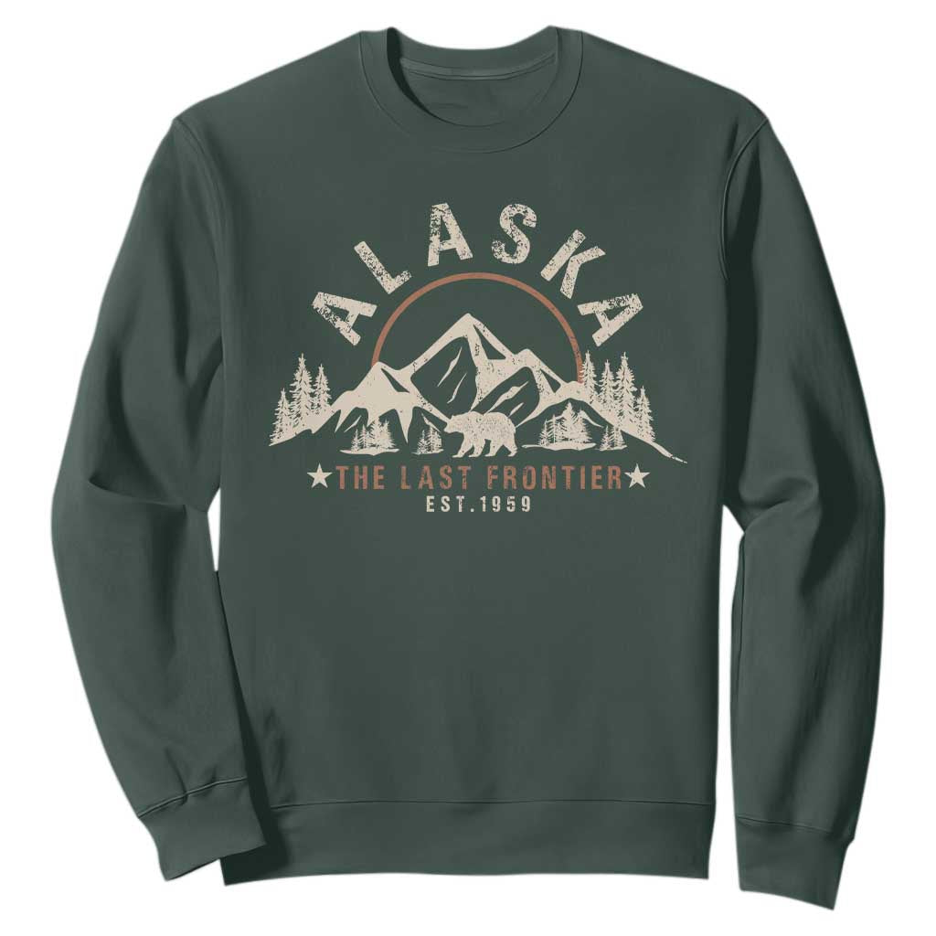 Alaska Sweatshirt Vintage Bear The Last Frontier Souvenir TS10 Dark Forest Green Print Your Wear