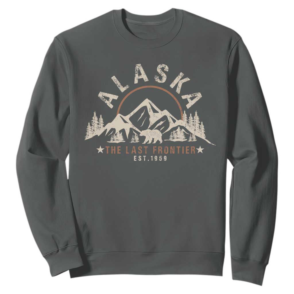 Alaska Sweatshirt Vintage Bear The Last Frontier Souvenir TS10 Dark Heather Print Your Wear