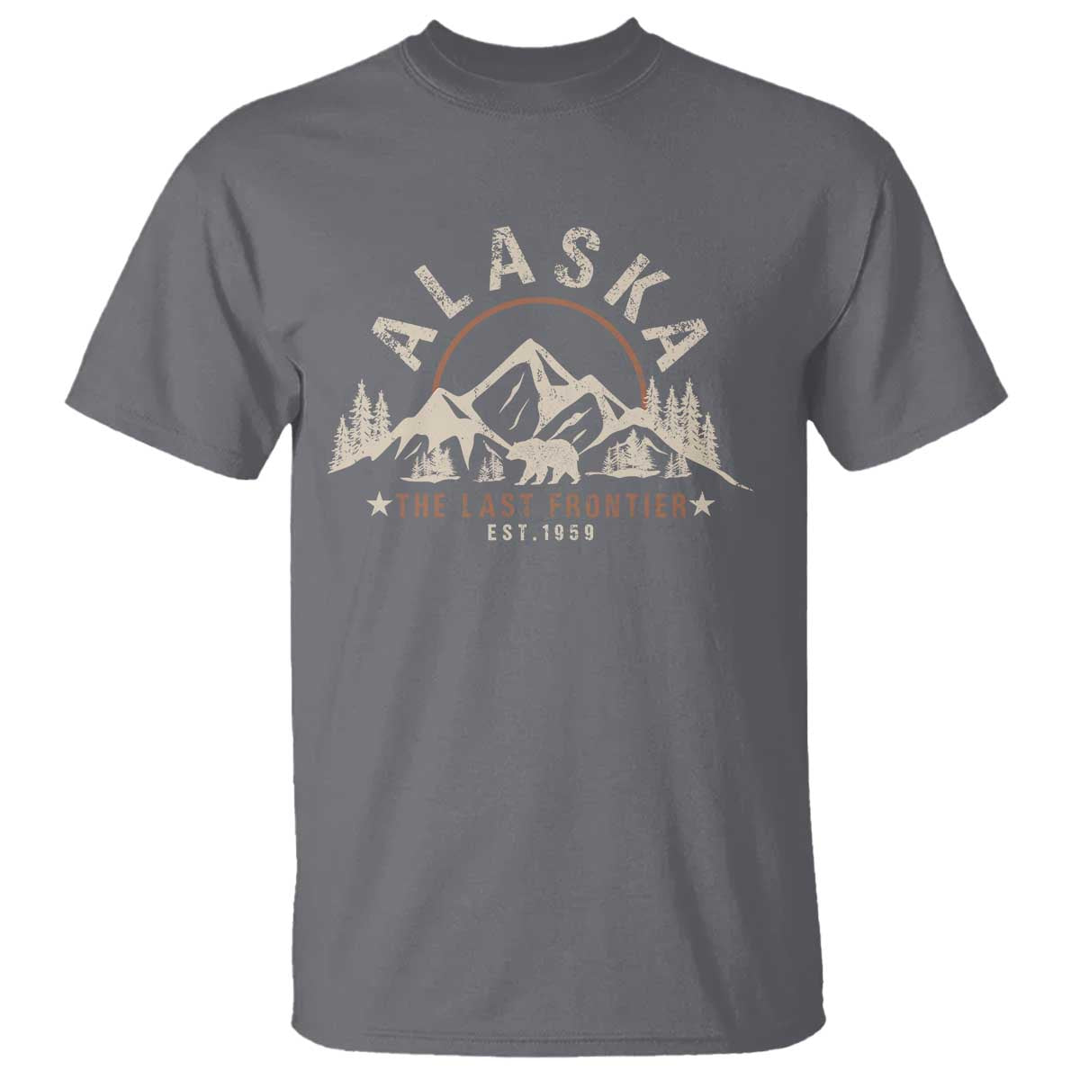 Alaska T Shirt Vintage Bear The Last Frontier Souvenir TS10 Charcoal Print Your Wear
