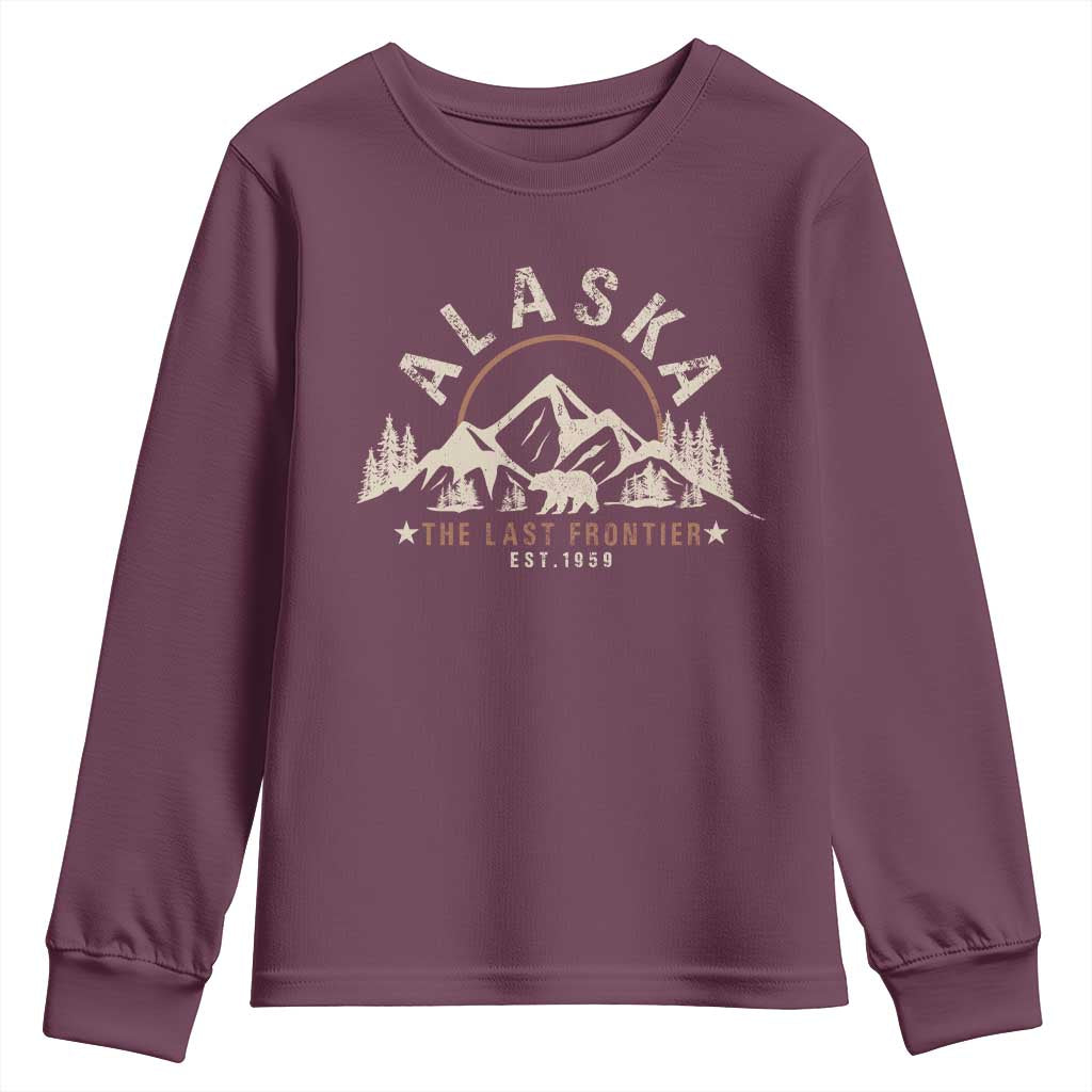 Alaska Youth Sweatshirt Vintage Bear The Last Frontier Souvenir TS10 Maroon Print Your Wear