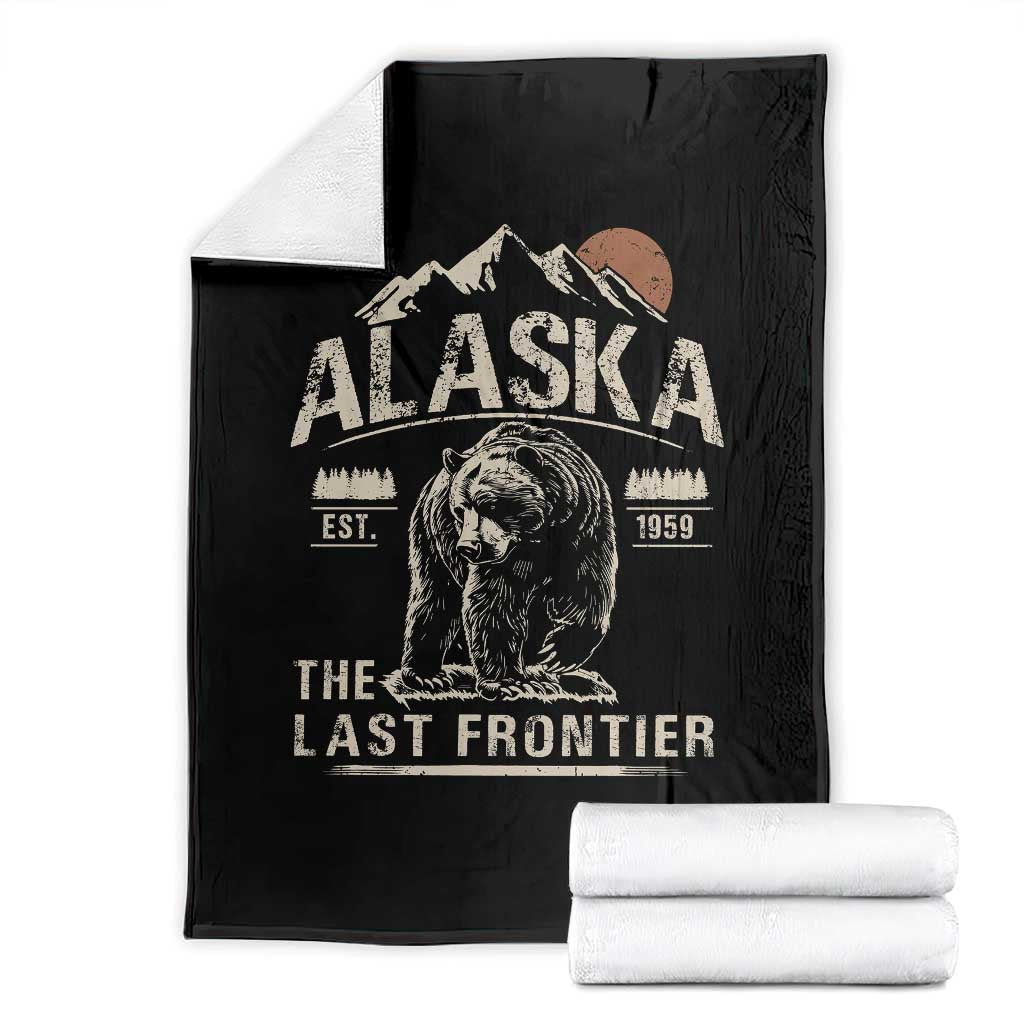 Bear Alaska The Last Frontier Throw Blanket Vintage Alaska Camping Hiking Mountain TS10 Black Print Your Wear