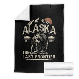Bear Alaska The Last Frontier Throw Blanket Vintage Alaska Camping Hiking Mountain TS10 Black Print Your Wear