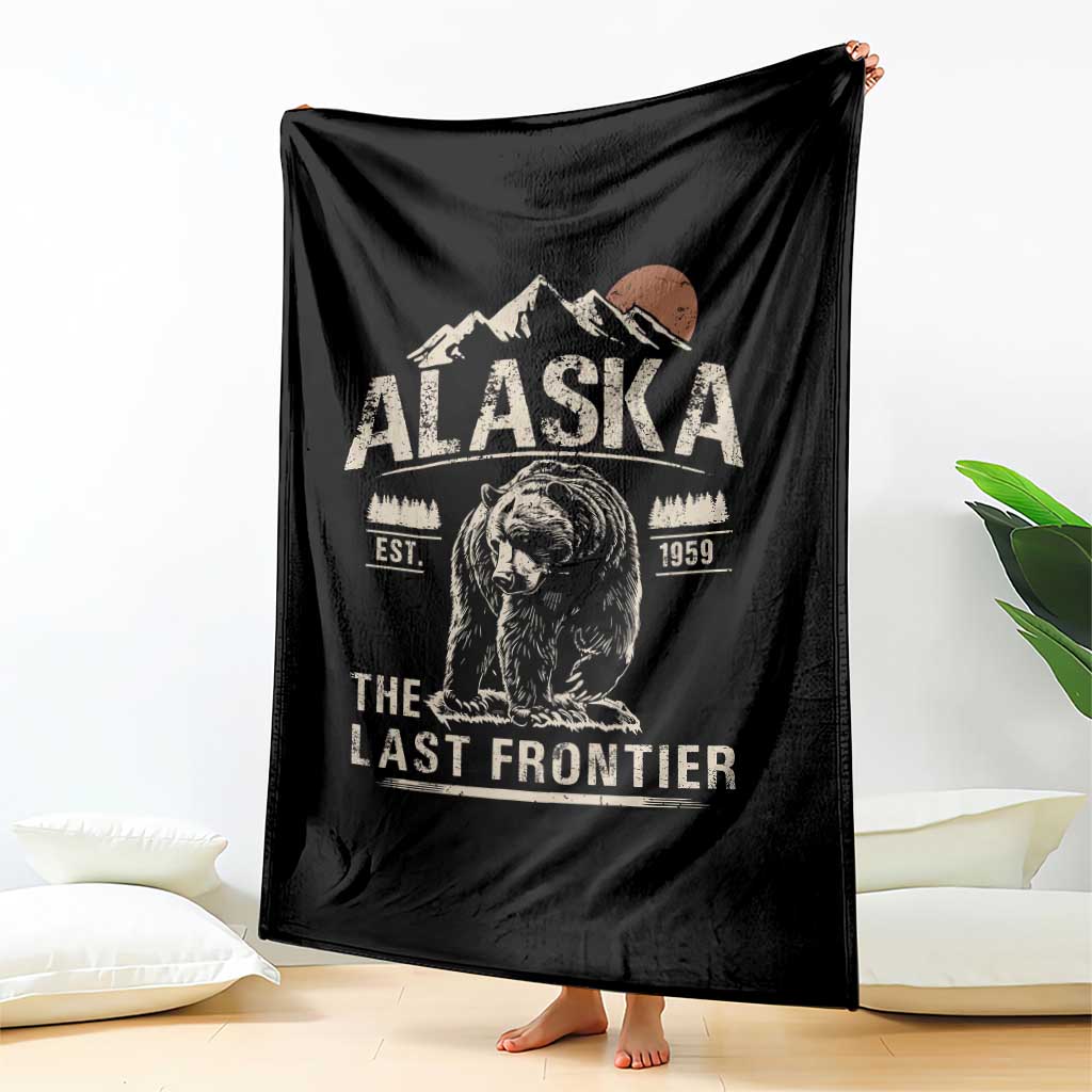 Bear Alaska The Last Frontier Throw Blanket Vintage Alaska Camping Hiking Mountain TS10 Print Your Wear